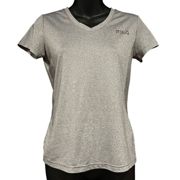 Fila Heather Gray V-Neck Workout Shirt Girl’s Large 14-16 - Picture 1 of 5